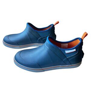Grundéns Mens Deck-Boss Ankle Boots Size 8 Navy & Orange Slip-On Rubber Shoes